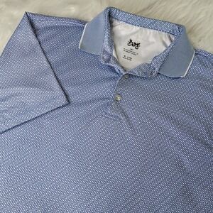 Hickey Freeman Polo Shirt Men Medium Blue Geometric Print Golf Performance Short